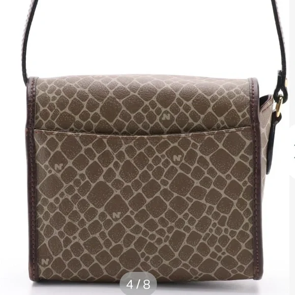 VINTAGE Nina Ricci Crossbody Bag in Giraffe Printed Canvas and Leather - Picture 3 of 8